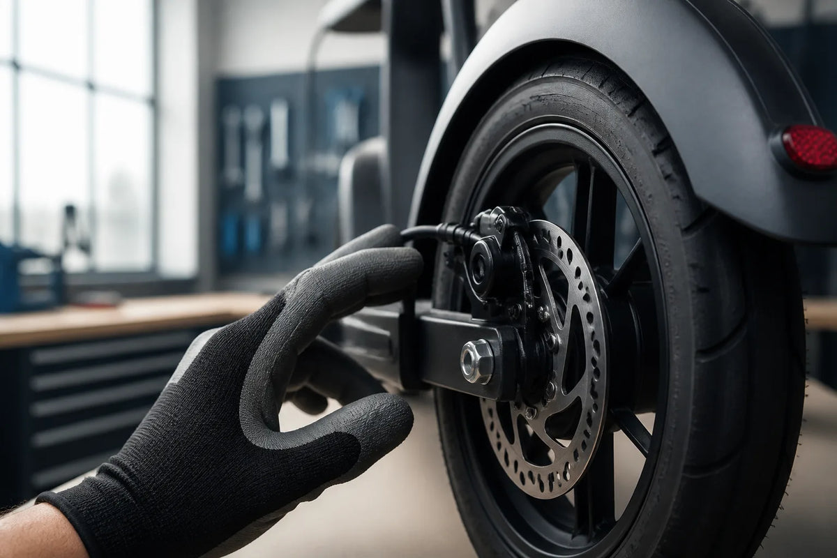 Inspection de l'étrier et du disque de frein d'une trottinette électrique