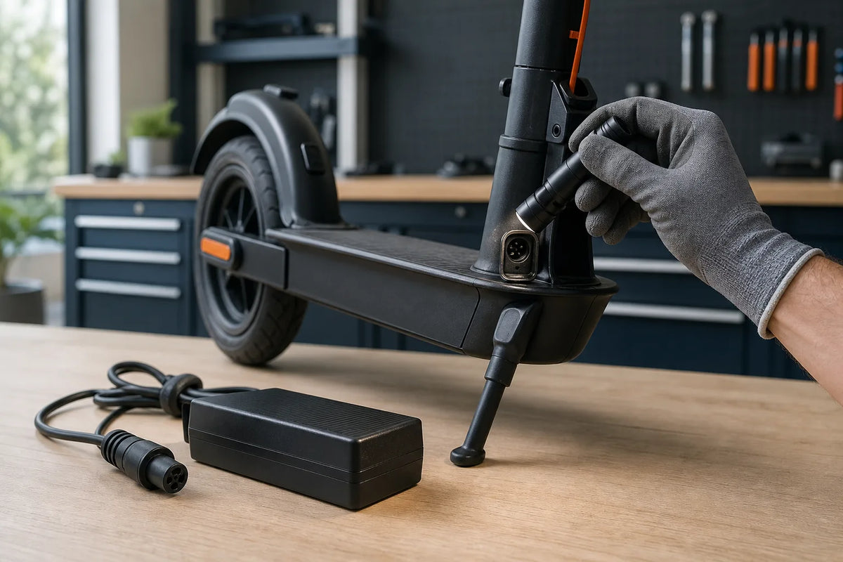 Contrôle extérieur d'un chargeur et du port de charge d'une trottinette électrique